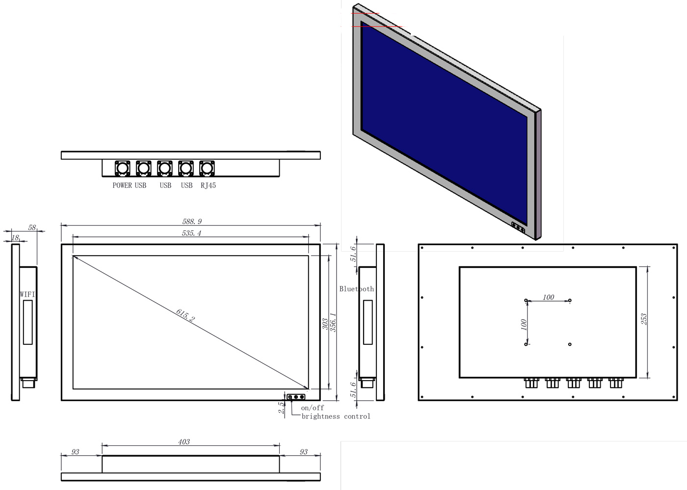 24 inch Stainless Steel Waterproof Panel PC from SATA IPC