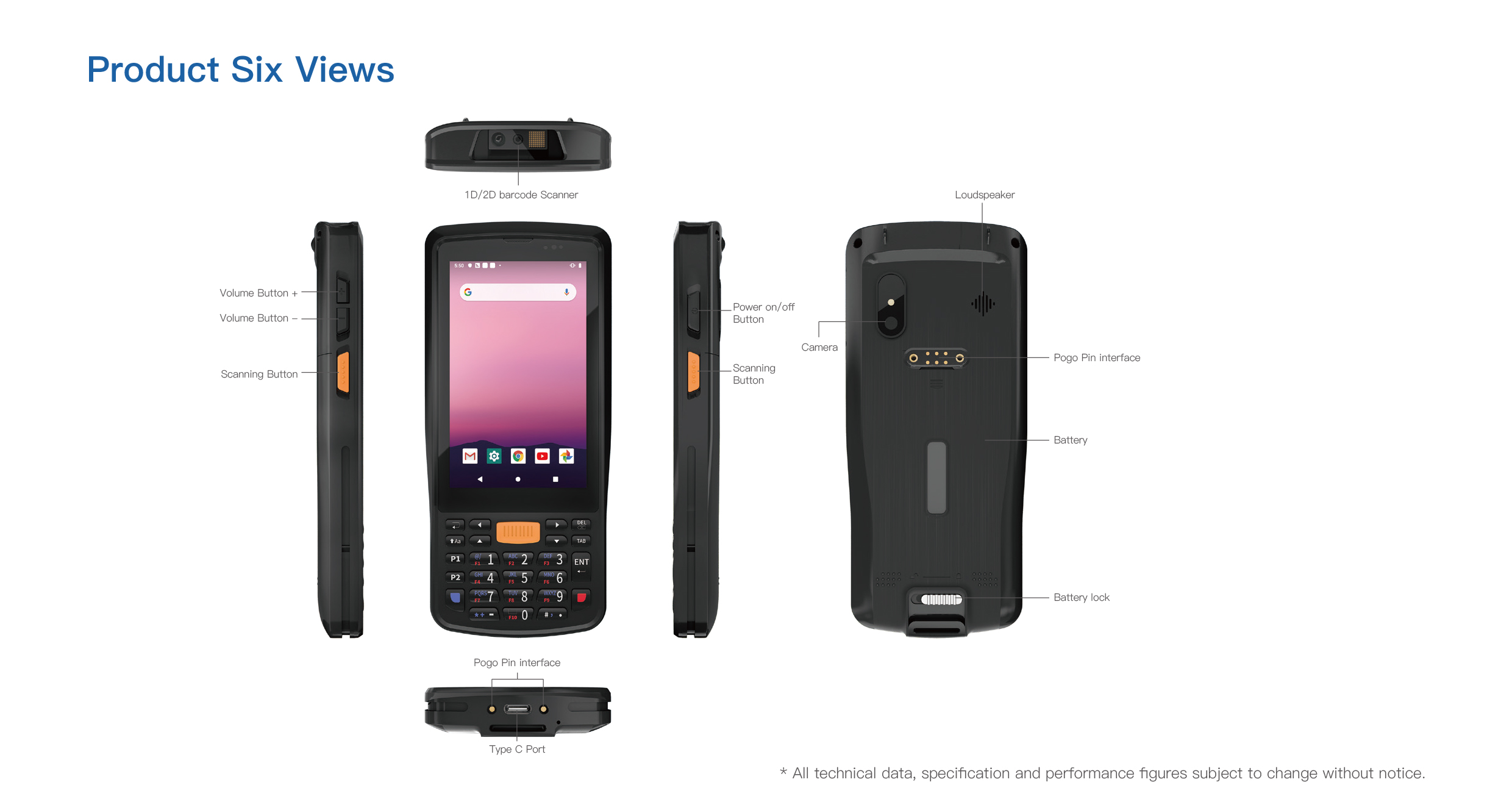 4 inch IP65 rear 13MP Android 11 5 points Capacitive rugged terminal with 4G/GPS/GNSS/1D/2D/NFC Optional