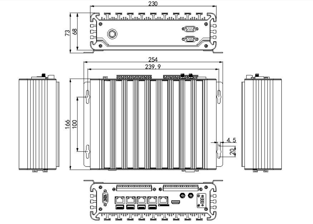 6th generation i5 visual classic industrial box PC with 5 LAN(4*POE) 32 GPIO(16 in 16 out)