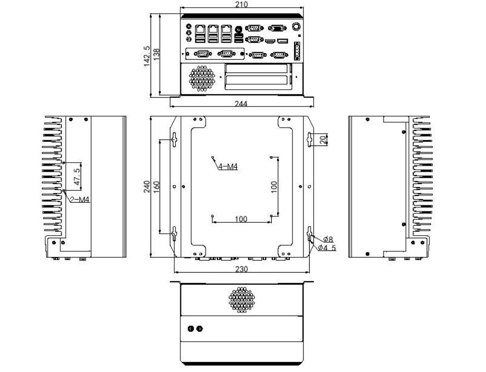 High-end Independent CPU 6th/7th/8th/9th T Processor embedded computer with 3 1000M LAN PCI PCIE