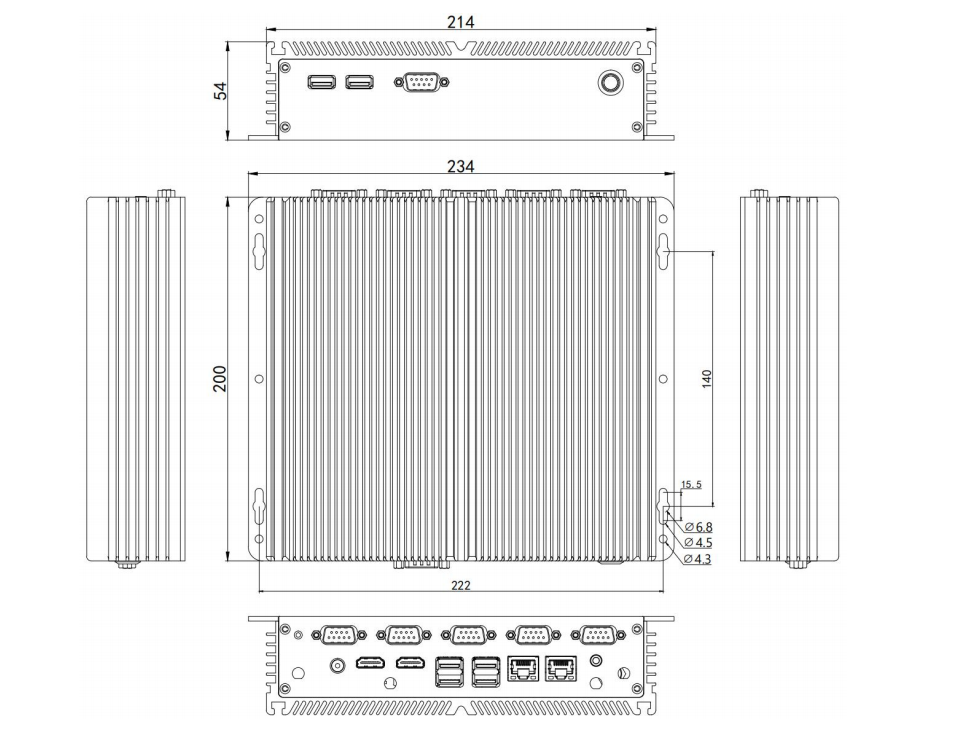 New Product Intel N100 industrial embedded computer with 6 USB 6 COM 2 HDMI 2 LAN