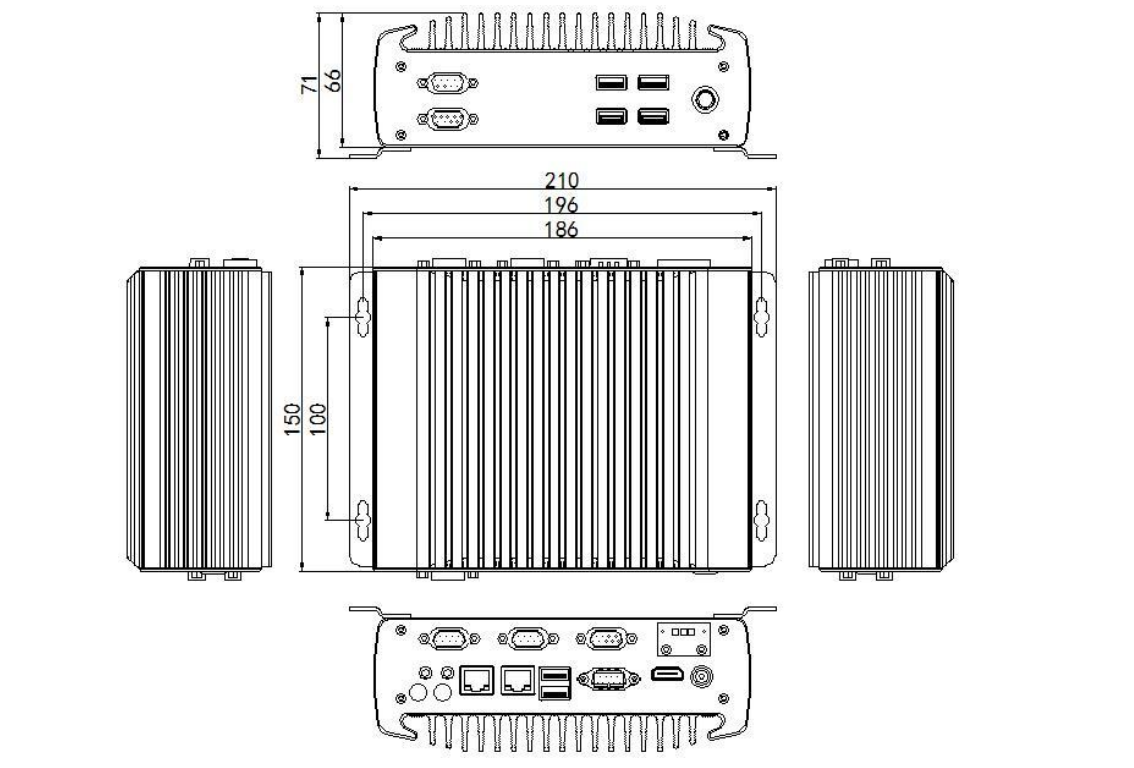 Celeron J1900 processor industrial min computer with 6*COM(COM 1.2 support RS232/RS485 Optional)