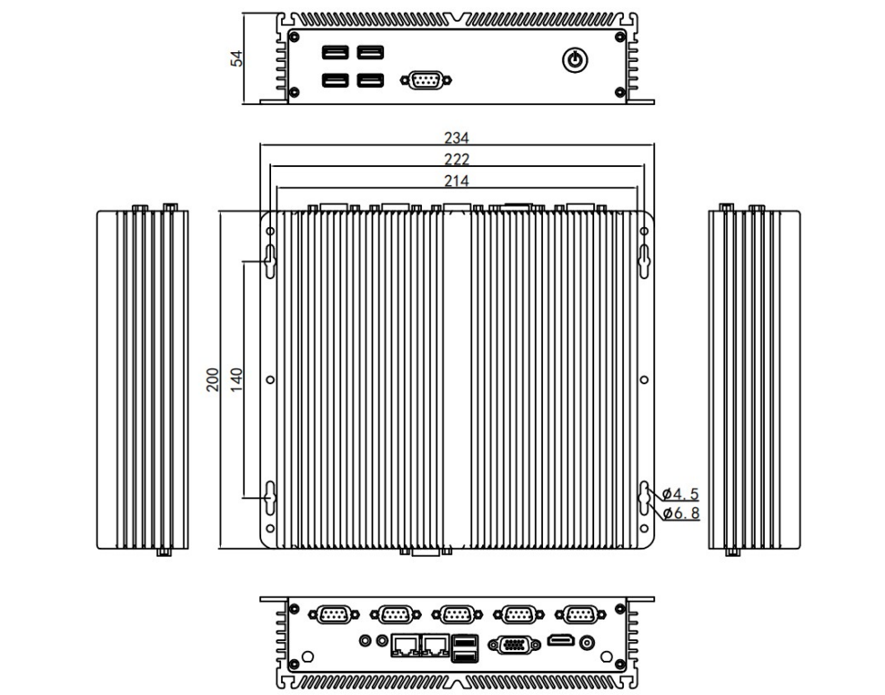 i5-4300U Aluminium alloy industrial embedded computer with 6*COM Win7 support