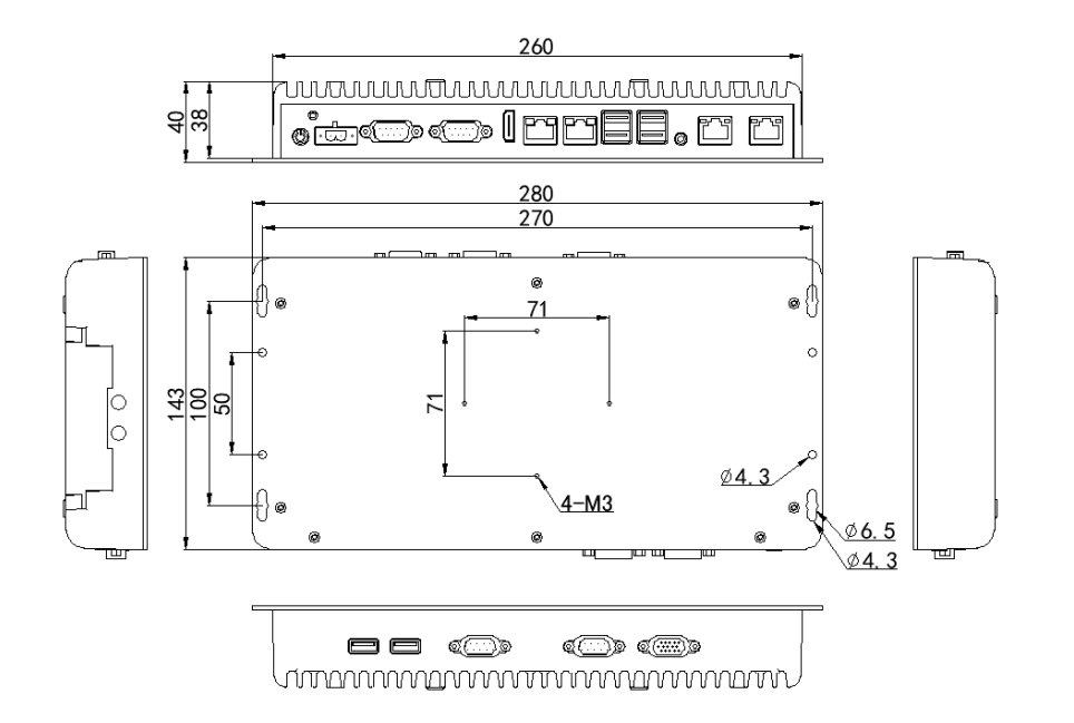 Win11 support 4 LAN 4 COM industrial embedded PC with 9-36V DC 16 GPIO