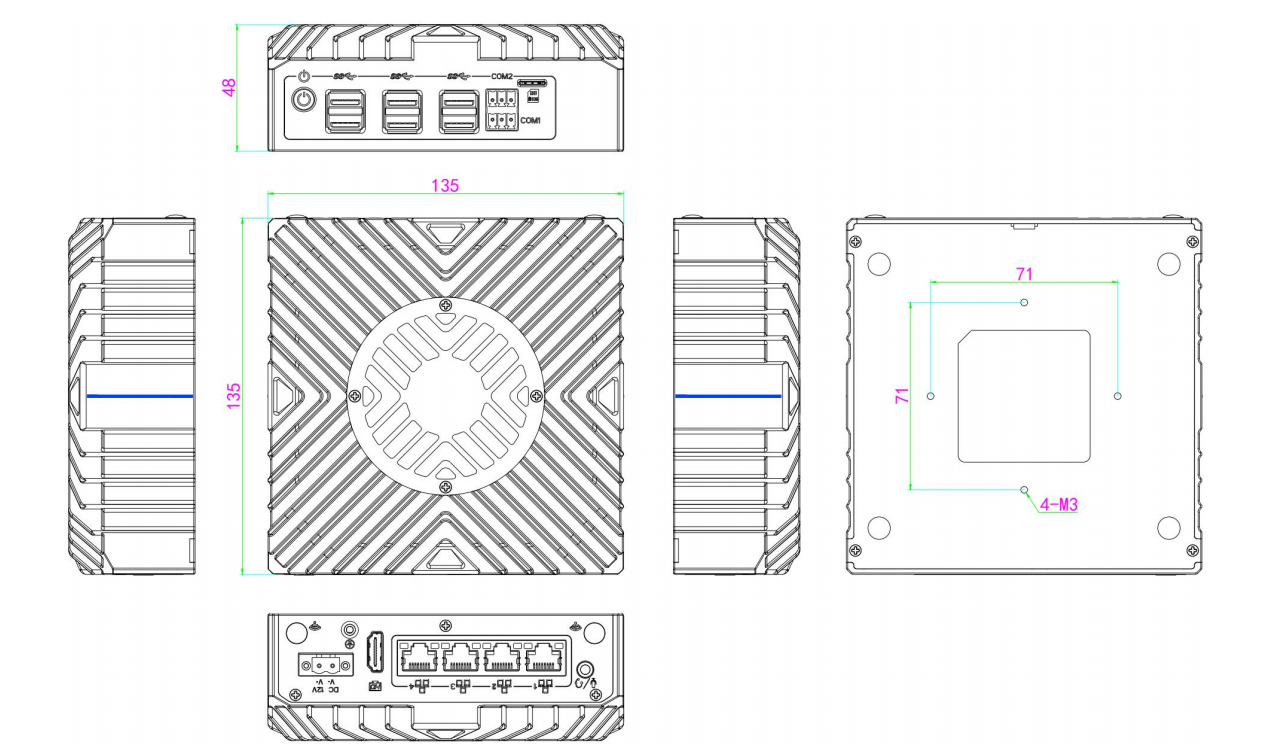 Fan design 6*USB3.1 Win11 Metallic Grey industrial mini box computer support TPM2.0 Encryption