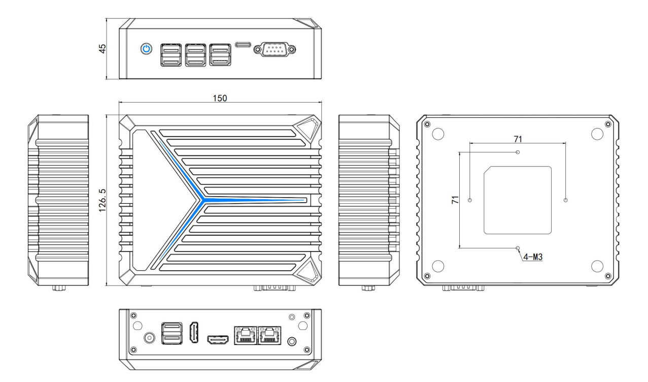 DIN RAIL J6412 processor mini PC 8 USB port(4*USB3.1) 2*HDMI industrial box PC Win11