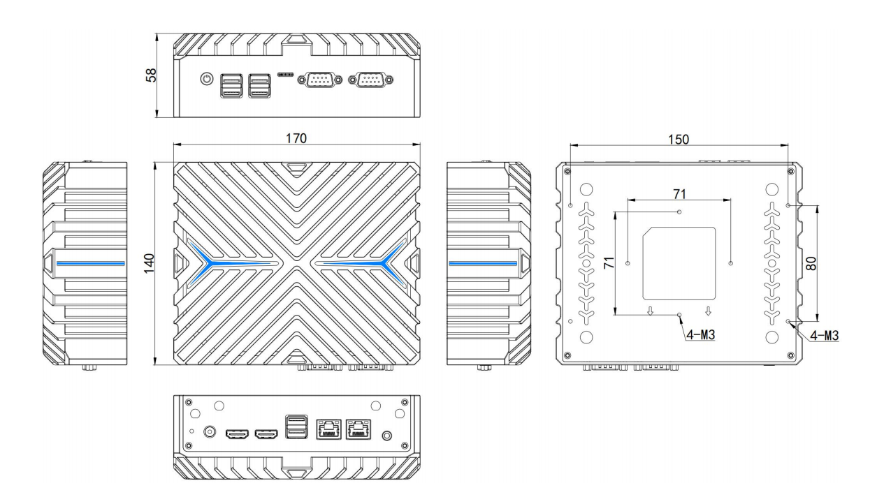 2*HDMI 12th CPU Aluminum alloy i3/i5/i7 mini box PC with 3*USB3.1(Optional 1*10G LAN/8*USB)