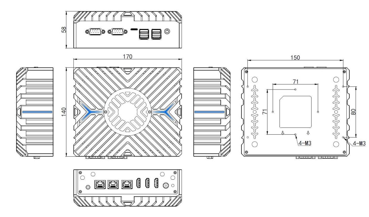 3*HDMI 12th CPU Aluminum alloy i3/i5/i7 mini computer with DDR5 RAM/4*USB3.1(4* GPIO Optional)