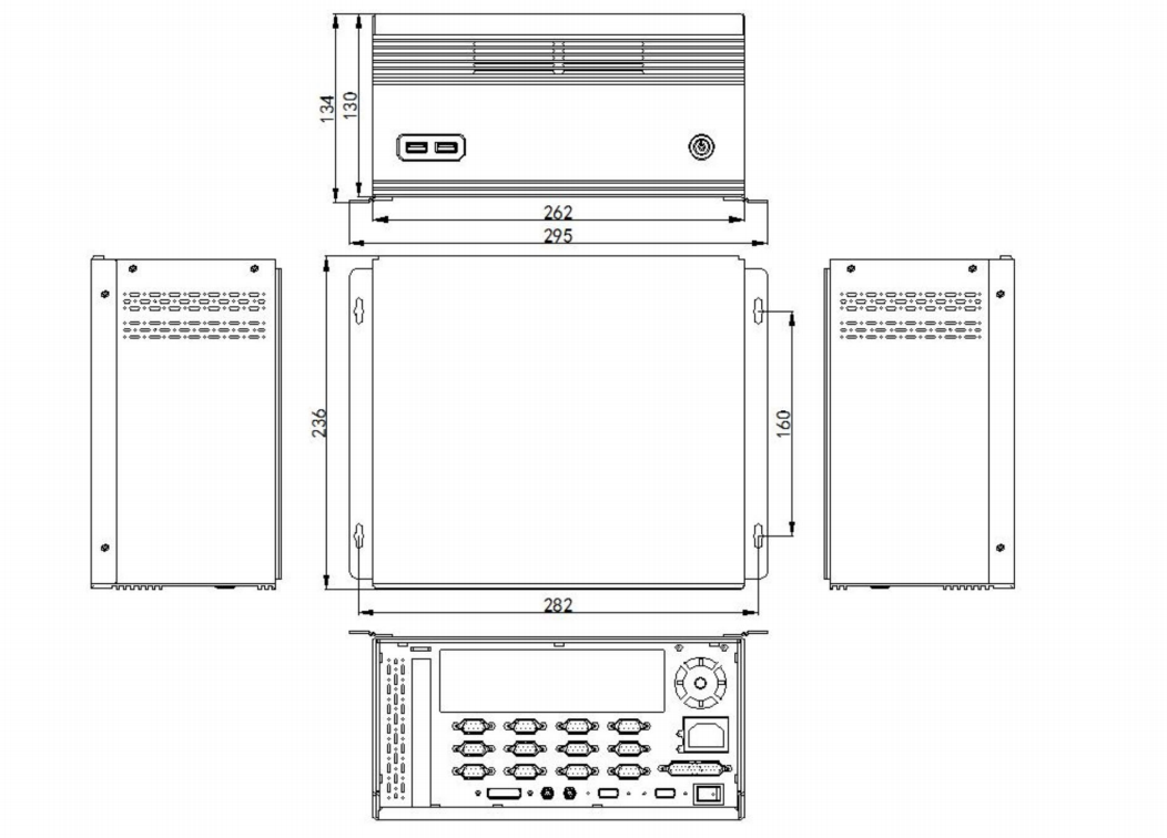 1U rack mount Built-in Fan PCIE 16X  industrial box computer with 10*COM Optional