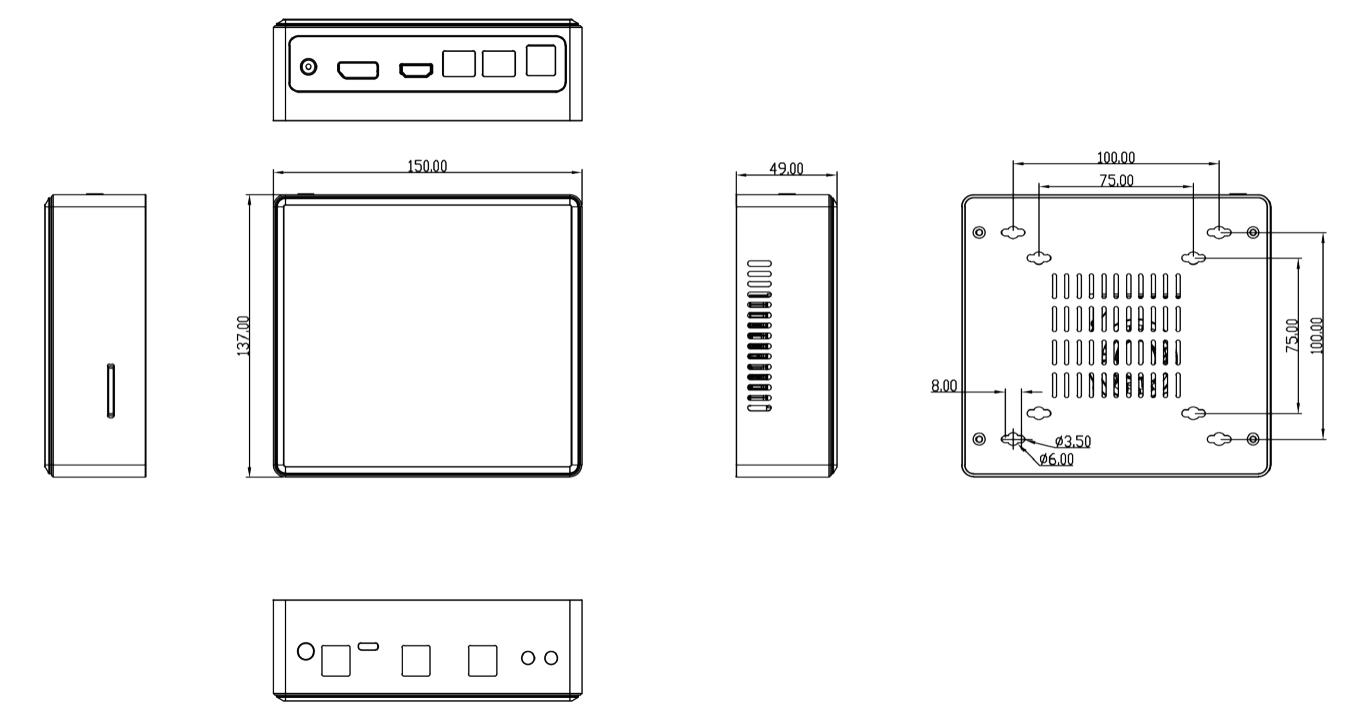 8*USB small super light tiny i3/i5/i7 mini PC with DP HDMI Type-C