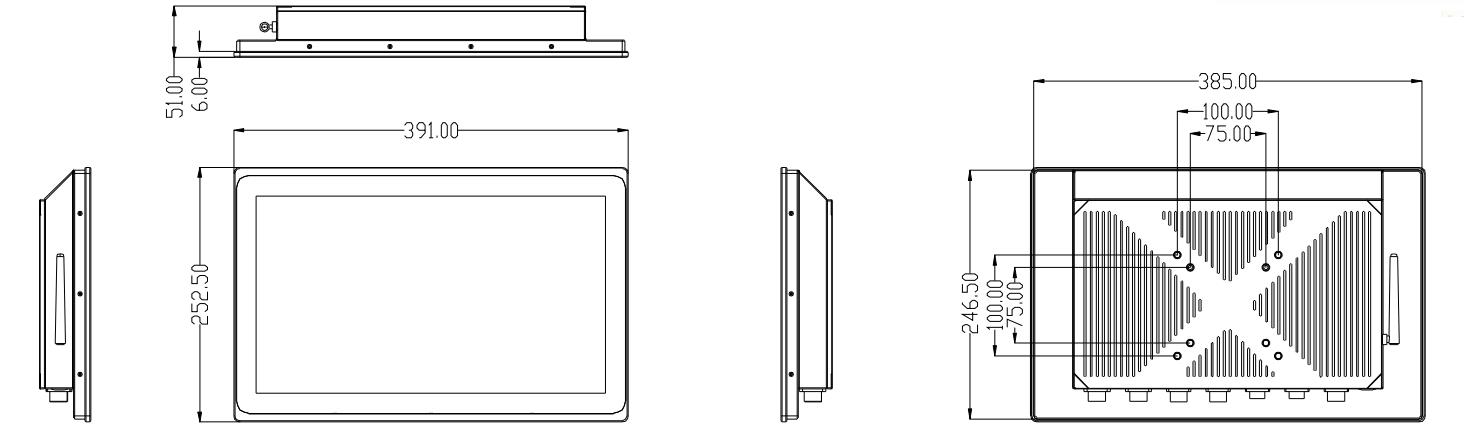 15.6 inch IP65 PCAP touch panel PC with 2mm AF Glass (anti cooling lubrication (spray) and oilmist)