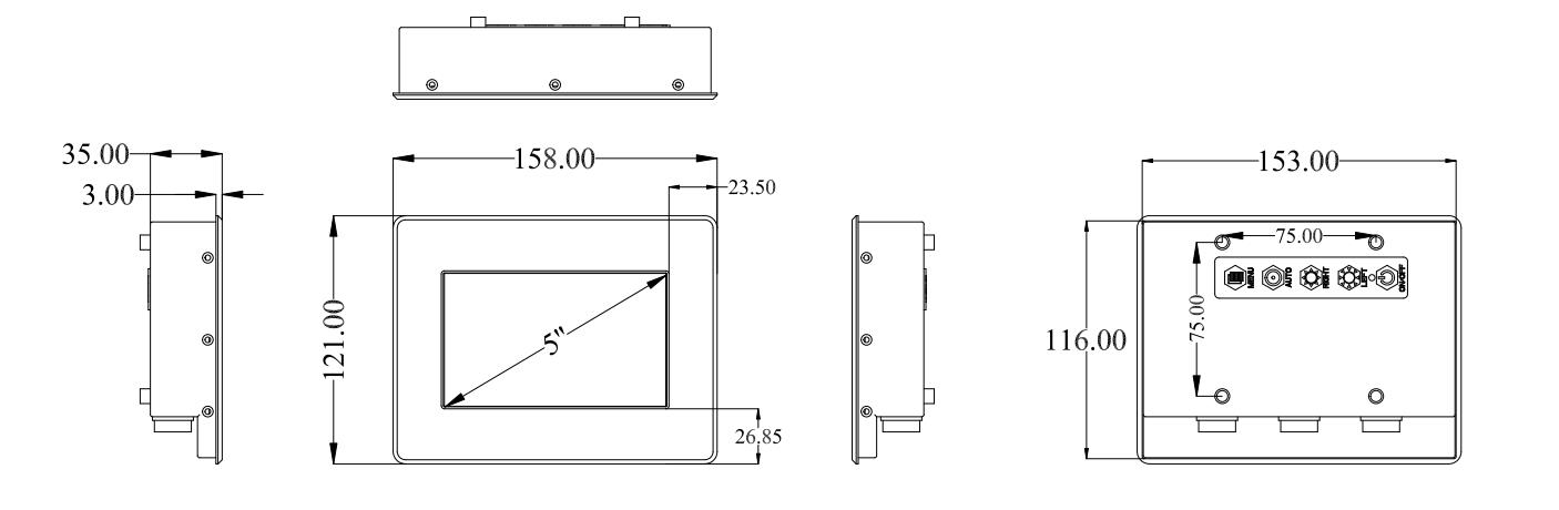 5 inch Full IP65 waterproof 1000nits sunlight readable 4 wire resistive touchscreen monitor 12-24V