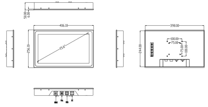 15.6 inch Full view angle IP67 waterproof sunreadable monitor for yacht