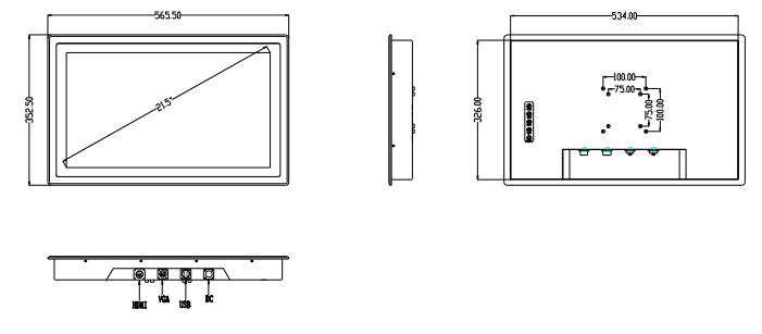 21.5 inch robust waterproof IP67 sun direct monitor for sailing boat