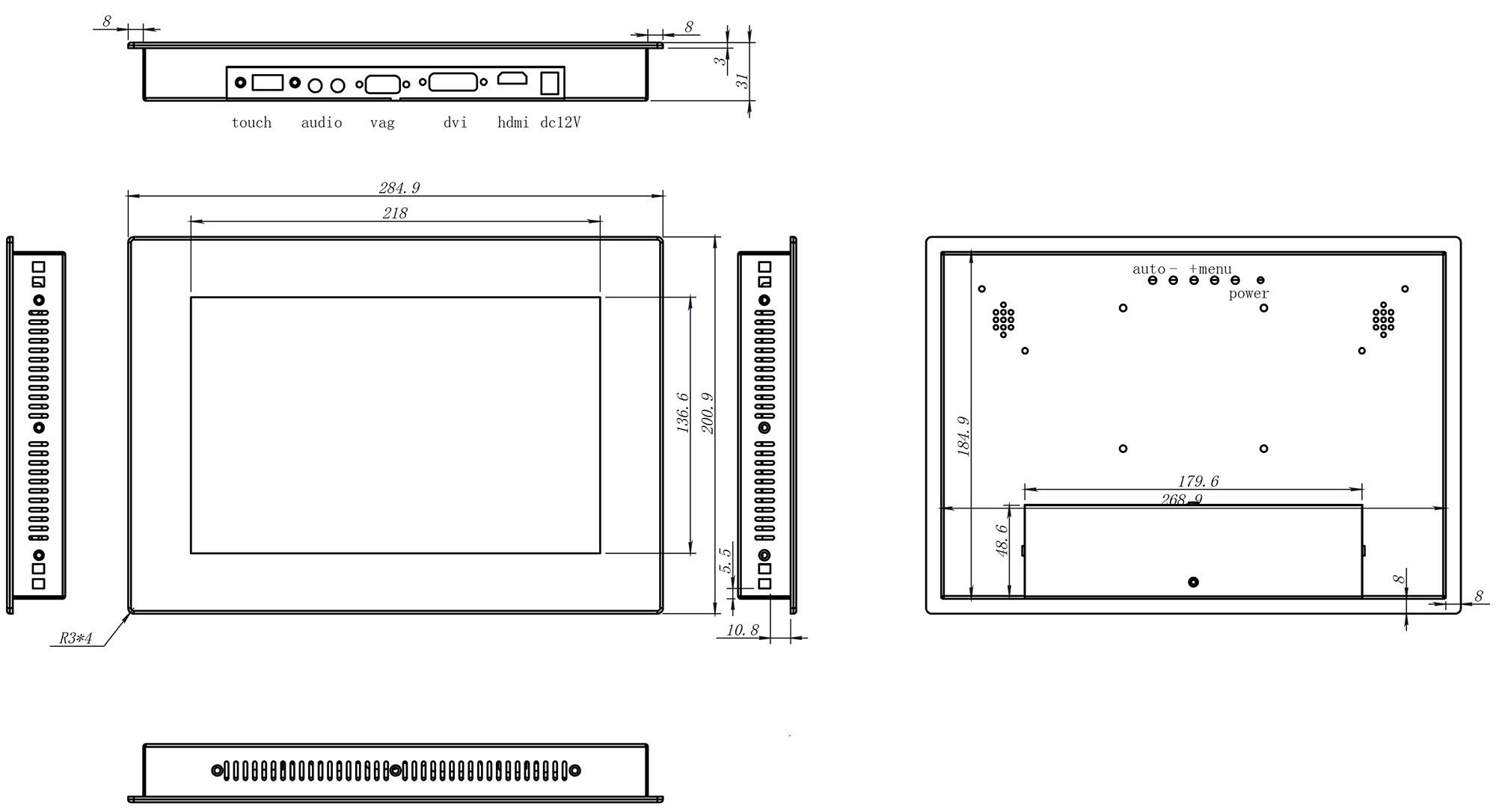 Outdoor Kiosk 10.1 inch 1000nits sunlight direct resistive touchscreen monitor