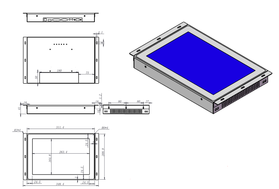 12 inch open frame kiosk monitor 1000nits sunreadable Capacitive LCD monitor