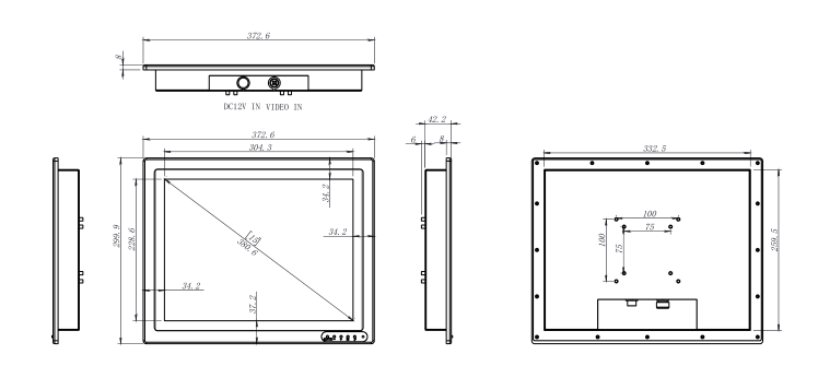 15 inch IP67 BNC monitor with 1500nits sunlight readable for underground turnstile