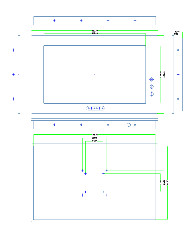 18.5 inch 3AV camera monitor with IP67 waterproof and 1000nits and mirror image function