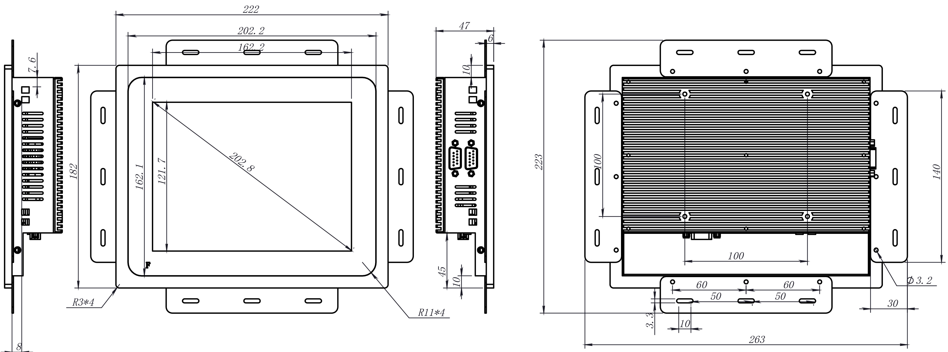 8 inch square panel PC 1000nits sunreadable Capacitive embedded computer with 6*USB