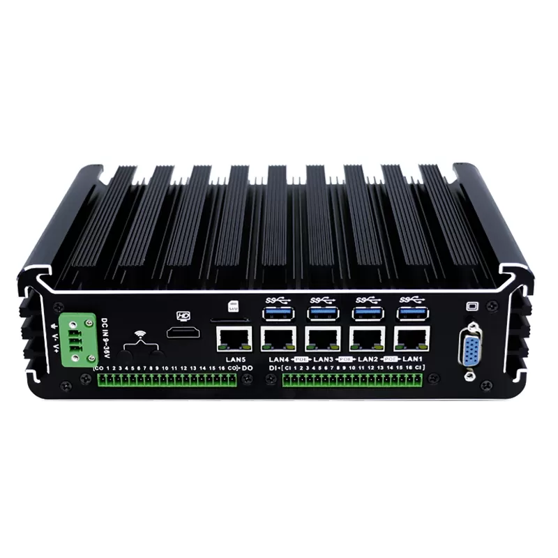 6th generation i5 visual classic industrial box PC with 5 LAN(4*POE)+32 GPIO(16 in 16 out)