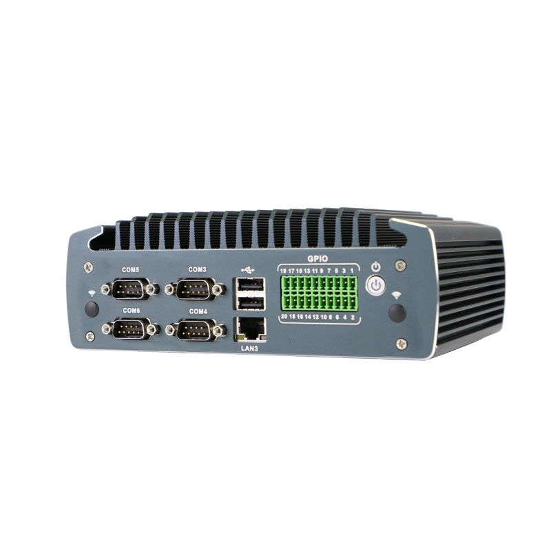 3*2.5G LAN J6412 CPU industrial mini box PC with 18 pin GPIO 6 COM