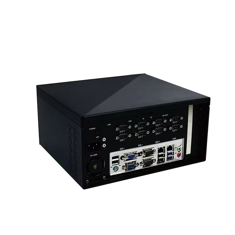 1U rack mount Built-in Fan PCIE 16X  industrial box computer with 10*COM Optional