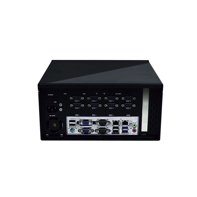 1U rack mount Built-in Fan PCIE 16X  industrial box computer with 10*COM Optional